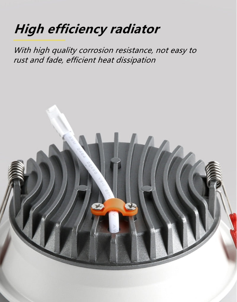 Dimmable Recessed Anti Glare LED Downlights 7W/9W/12W/15W LED Ceiling Spot Lights AC85~265V Background Lamps Indoor Lighting