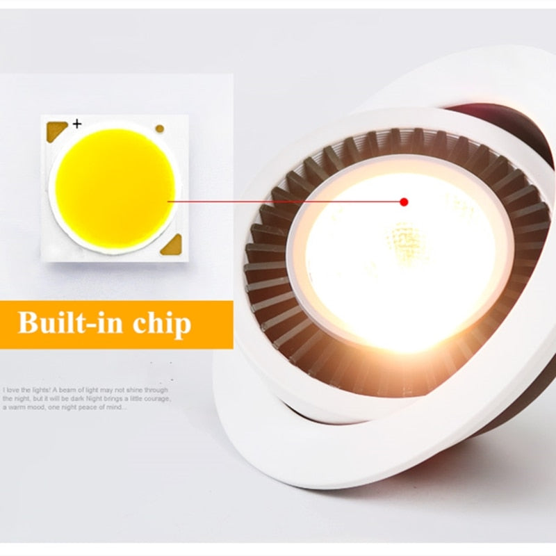 Dimmable recessed LED Downlights Angle Adjustable COB Ceiling Lamp Spot Lights 7w 9w 12w 15w 18w Rotating LED downlight AC85-265V