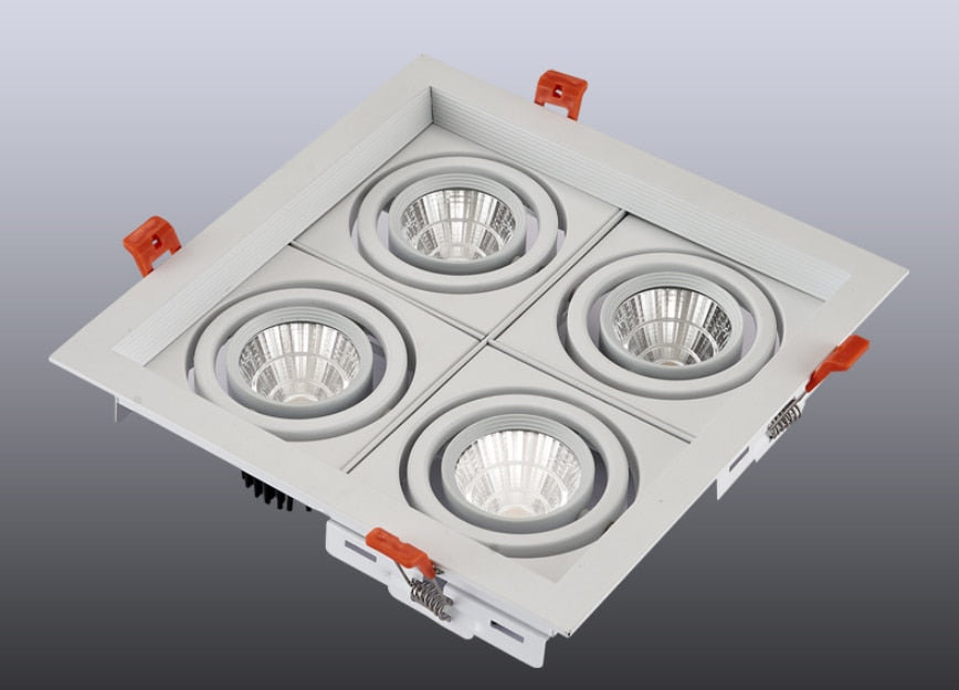 Dimmable super bright 4 heads recessed square LED Downlights COB 40W LED Spot lights LED decoration Ceiling Lamp AC85-265v