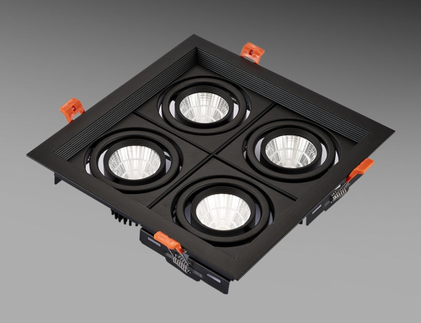 Dimmable super bright 4 heads recessed square LED Downlights COB 40W LED Spot lights LED decoration Ceiling Lamp AC85-265v