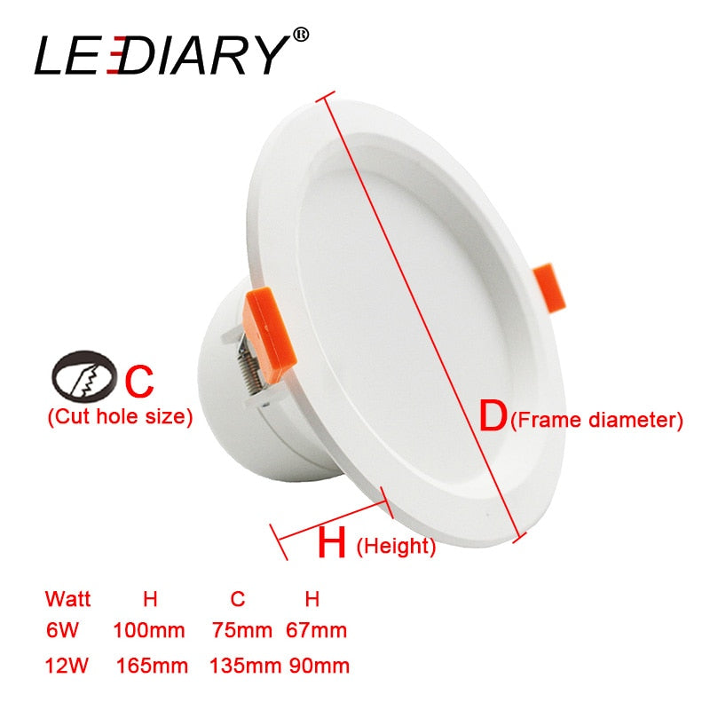 LEDIARY Intelligent Radar Sensor Spot LED Downlights 6W 12W 110-240V 75mm 135mm Cut Hole SMD Round Recessed Ceiling Fixtures
