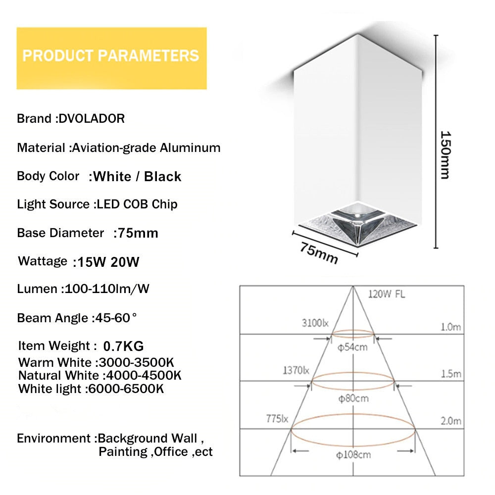 Modern Surface Mounted Led Downlight Led Ceiling Light 15W 20W LED COB Downlight Indoor Lighting For Living Room Bedroom Kitchen