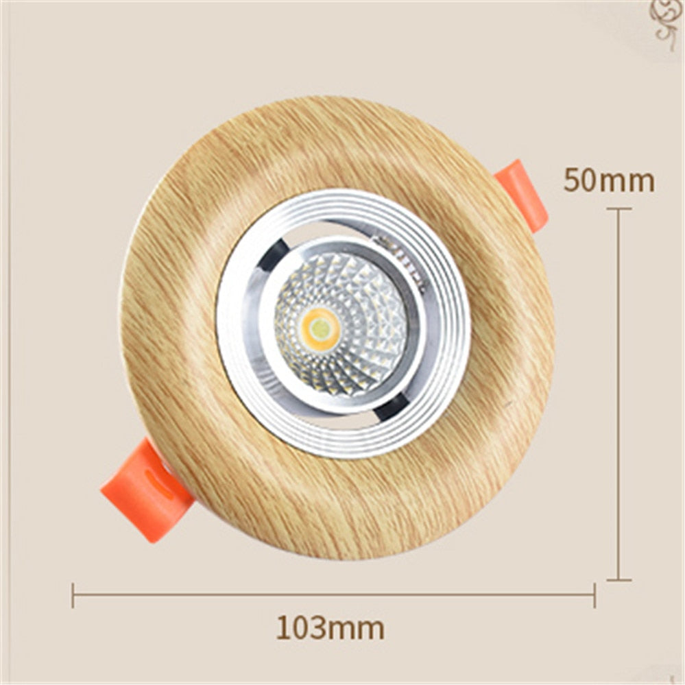 Nordic Wood Color Downlight 3W 5W 7W 110V 220V Adjustable Angle Led Spotlight Living Room Dining Room Recessed Lamp Hole 6-9Cm