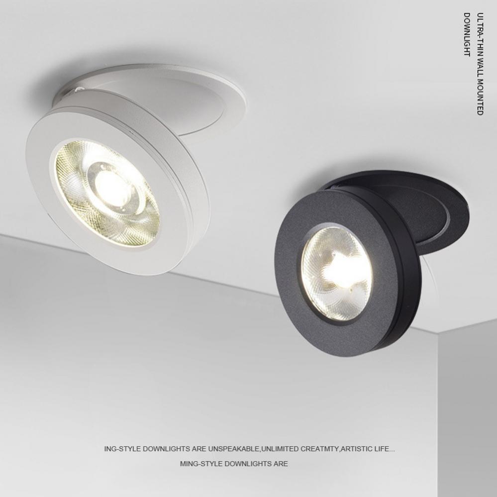 LED Downlight 2 Colors Foldable Surface Mounted LED Downlight Recessed Ceiling Light COB Spot Light