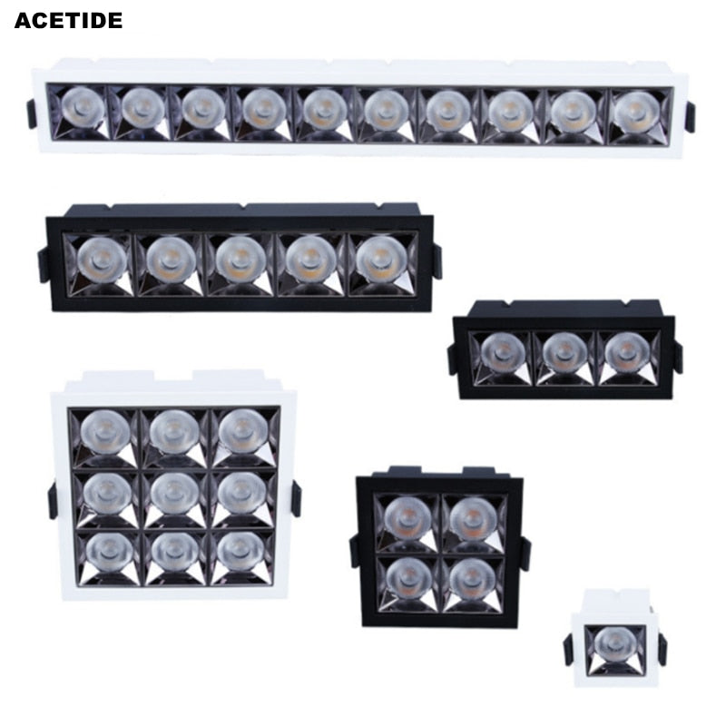 Led Grid Ceiling Spot Embedded Recessed Downlight Line Lights 4W 12W 16W 20W 36W 40W COB Rectangular Lamp Without Main Lights