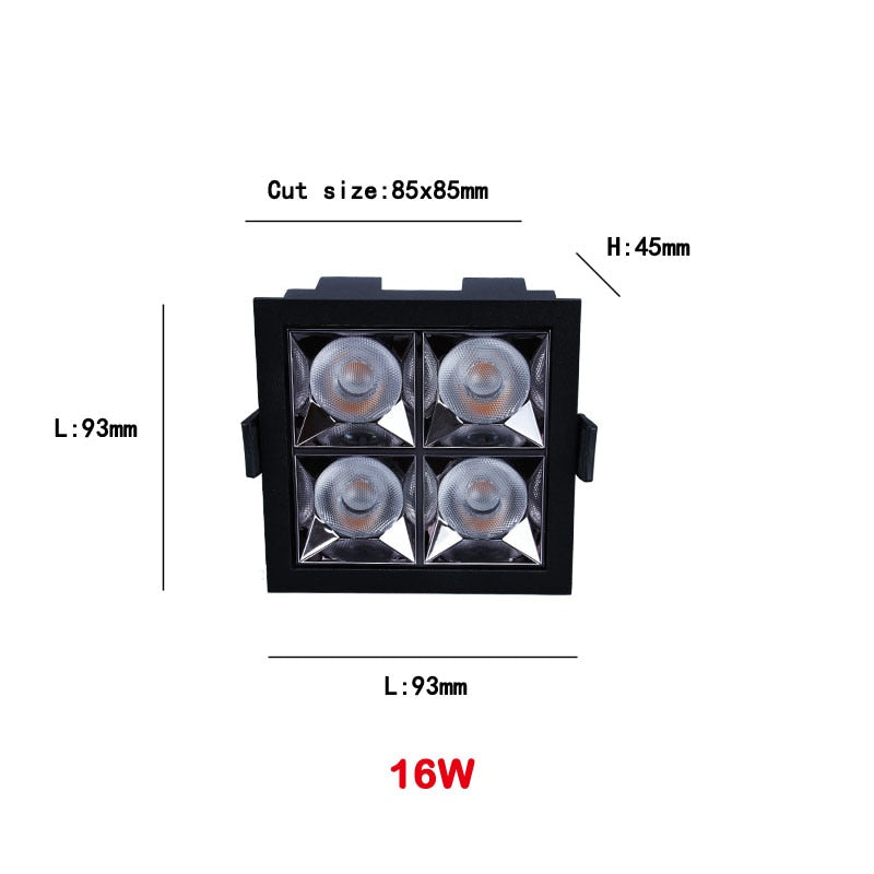 Led Grid Ceiling Spot Embedded Recessed Downlight Line Lights 4W 12W 16W 20W 36W 40W COB Rectangular Lamp Without Main Lights
