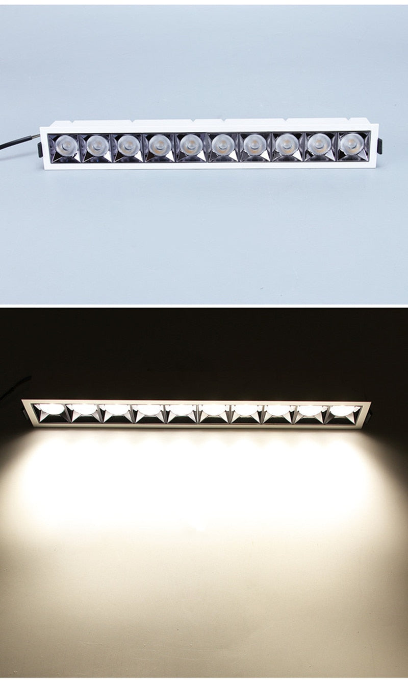 Led Grid Ceiling Spot Embedded Recessed Downlight Line Lights 4W 12W 16W 20W 36W 40W COB Rectangular Lamp Without Main Lights