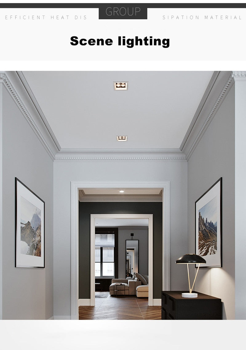 Led Grid Ceiling Spot Embedded Recessed Downlight Line Lights 4W 12W 16W 20W 36W 40W COB Rectangular Lamp Without Main Lights