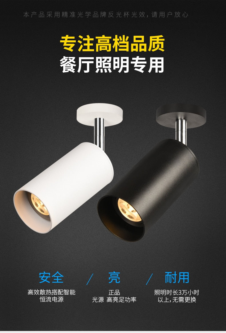 LED Downlight Dimmable 7W 10W 12W 10 PCS COB surface mounted Spot lights Led Ceiling Spot Light AC85-265V For Clothing Shop