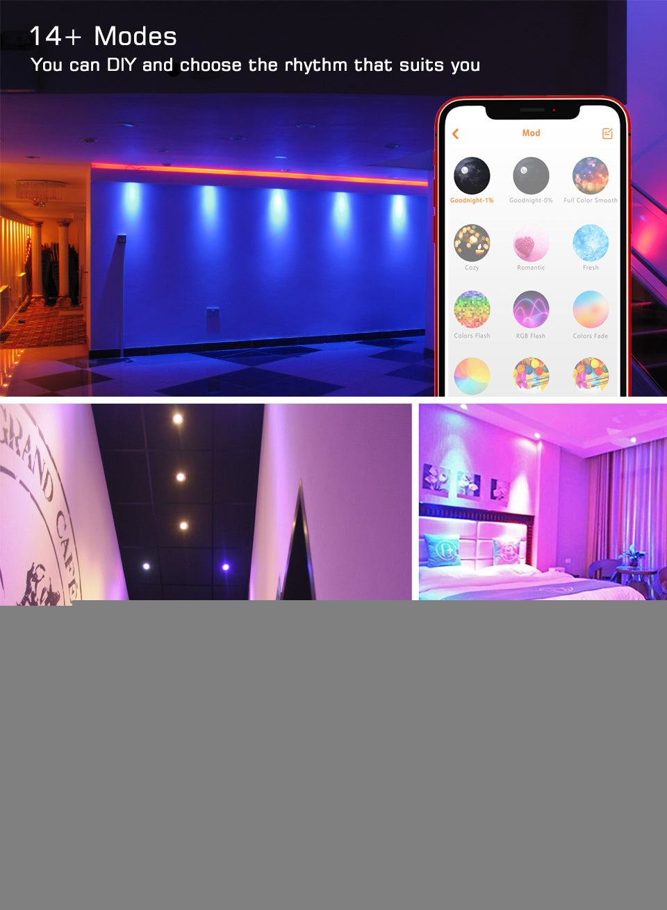 LED Ceiling Lamp RGB Downlight Dimmable Smart Home focos Bulb Light Spotlight Colour Changing Fan 220V 110V Work with Bluetooth