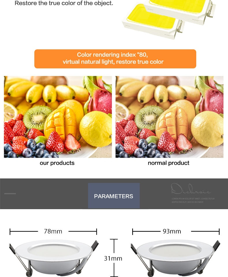 LED Downlight 220V 18W 15W 12W 9W 7W 10pcs Round Recessed Fixtures Ceiling Spotlight Down Lights For Kitchen Office Living Room