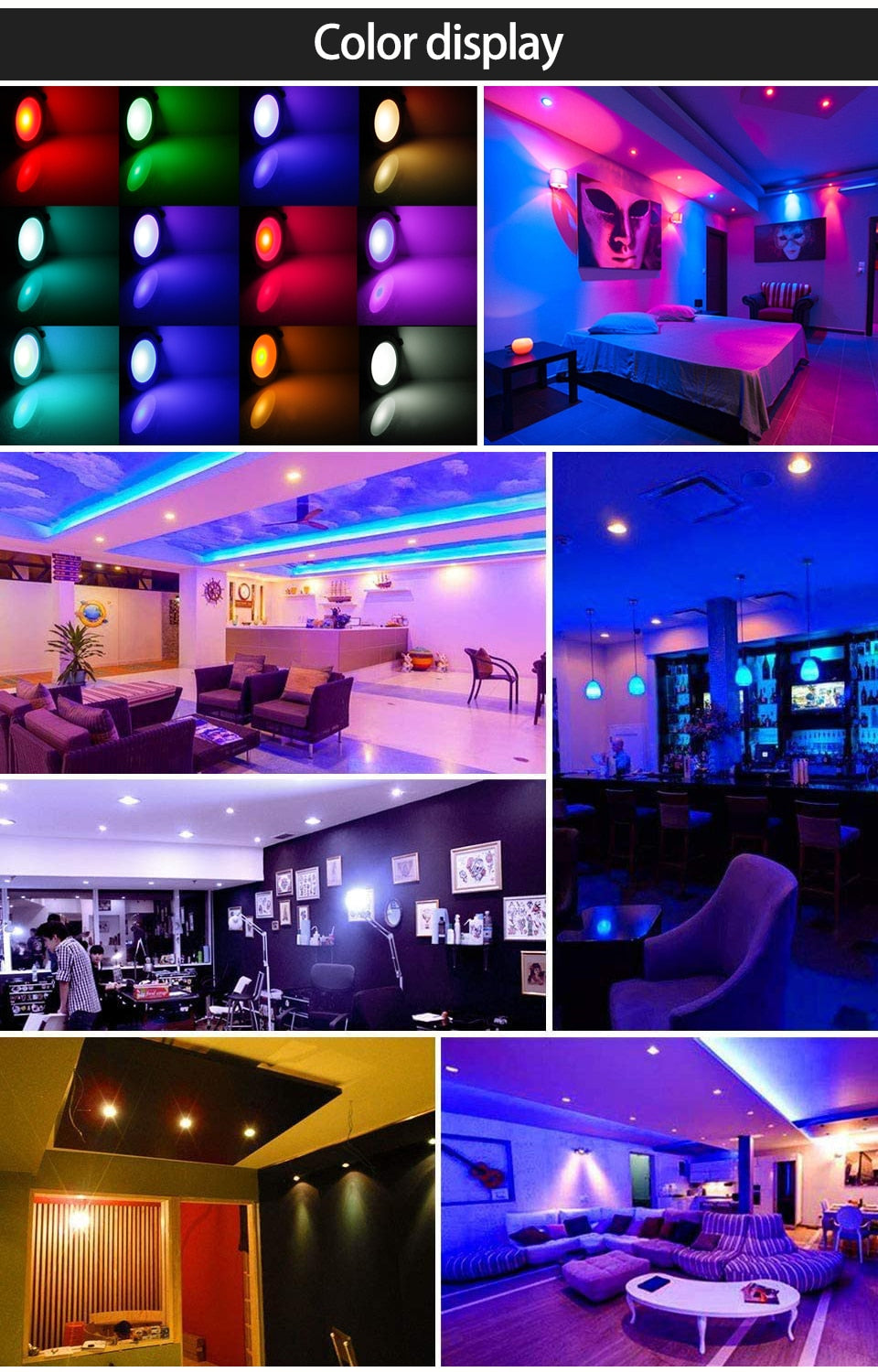 Ceiling Light RGB LED Downlight Spot Bluetooth Group Control Color Change Spotlight Indoor Smart Lamp 110V 220V Chandelier focus