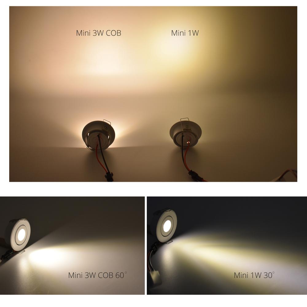 Small Spot LED Downlights 1W COB 3W 4pcs for cabinet pure white warm white Natural White