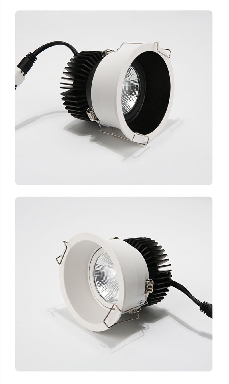 Anti-glare Downlight Round LED Spot Lights 7W 12W 24W Dimmable 110V 220v 38° Ceiling Lamp Warm white For Living Room Lighting