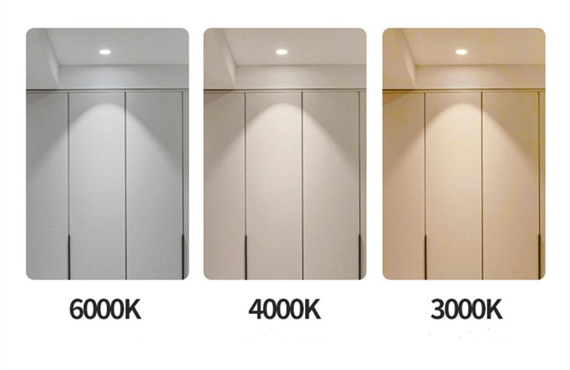 Anti-glare Downlight Round LED Spot Lights 7W 12W 24W Dimmable 110V 220v 38° Ceiling Lamp Warm white For Living Room Lighting