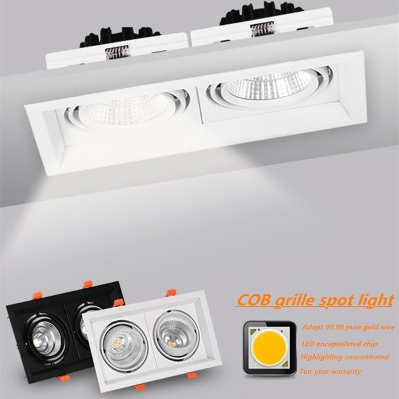 Super Bright Square Dimmable LED Downlight, COB, 10w, 20W, 30w, Decoration Spotlight, Ceiling Lamp, AC85-265v, 1pcs