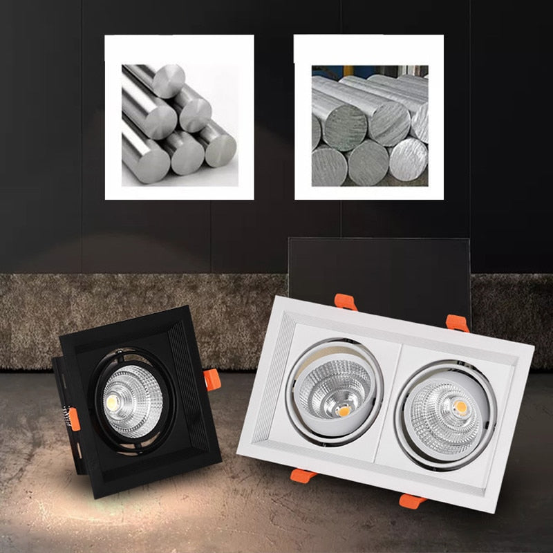 Super Bright Square Dimmable LED Downlight, COB, 10w, 20W, 30w, Decoration Spotlight, Ceiling Lamp, AC85-265v, 1pcs