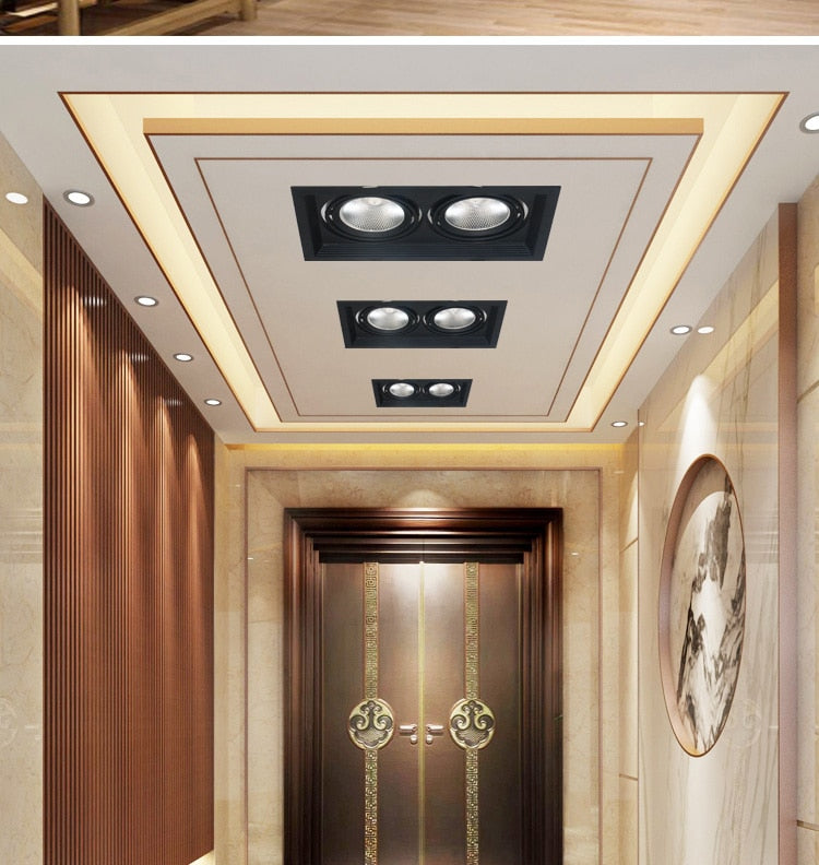 Super Bright Square Dimmable LED Downlight, COB, 10w, 20W, 30w, Decoration Spotlight, Ceiling Lamp, AC85-265v, 1pcs