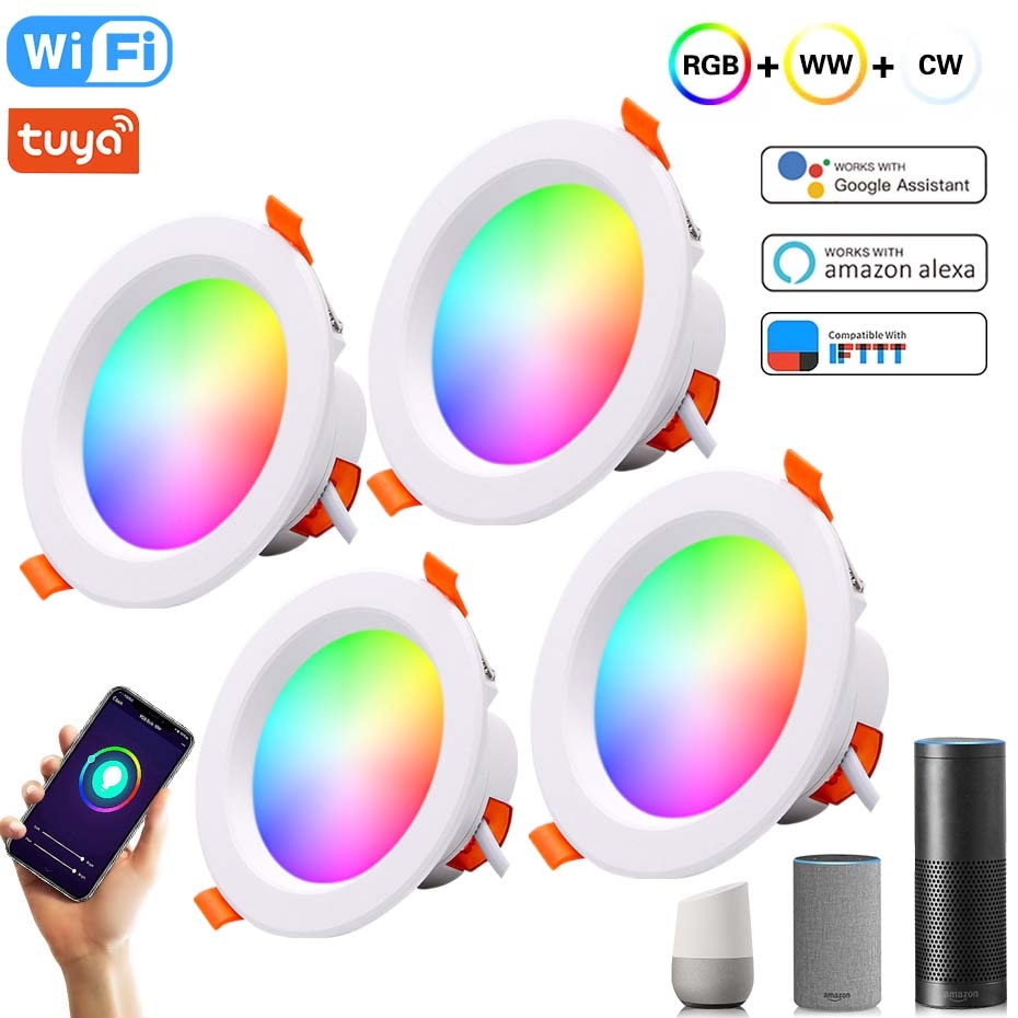 Smart WiFi LED Downlight 5W 7W 9W 15W Spot Led Lights Ceiling App Alexa Control Spot LED Recessed Lamp 220V 110V RGB RGBW Indoor Lighting