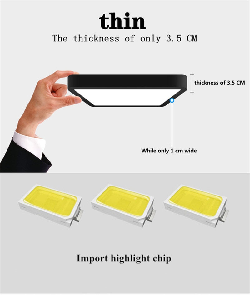 LED Panel Light black 9w 12W 18W 24w Surface Mounted LED Ceiling Lights AC85-265V Round Square LED Downlight