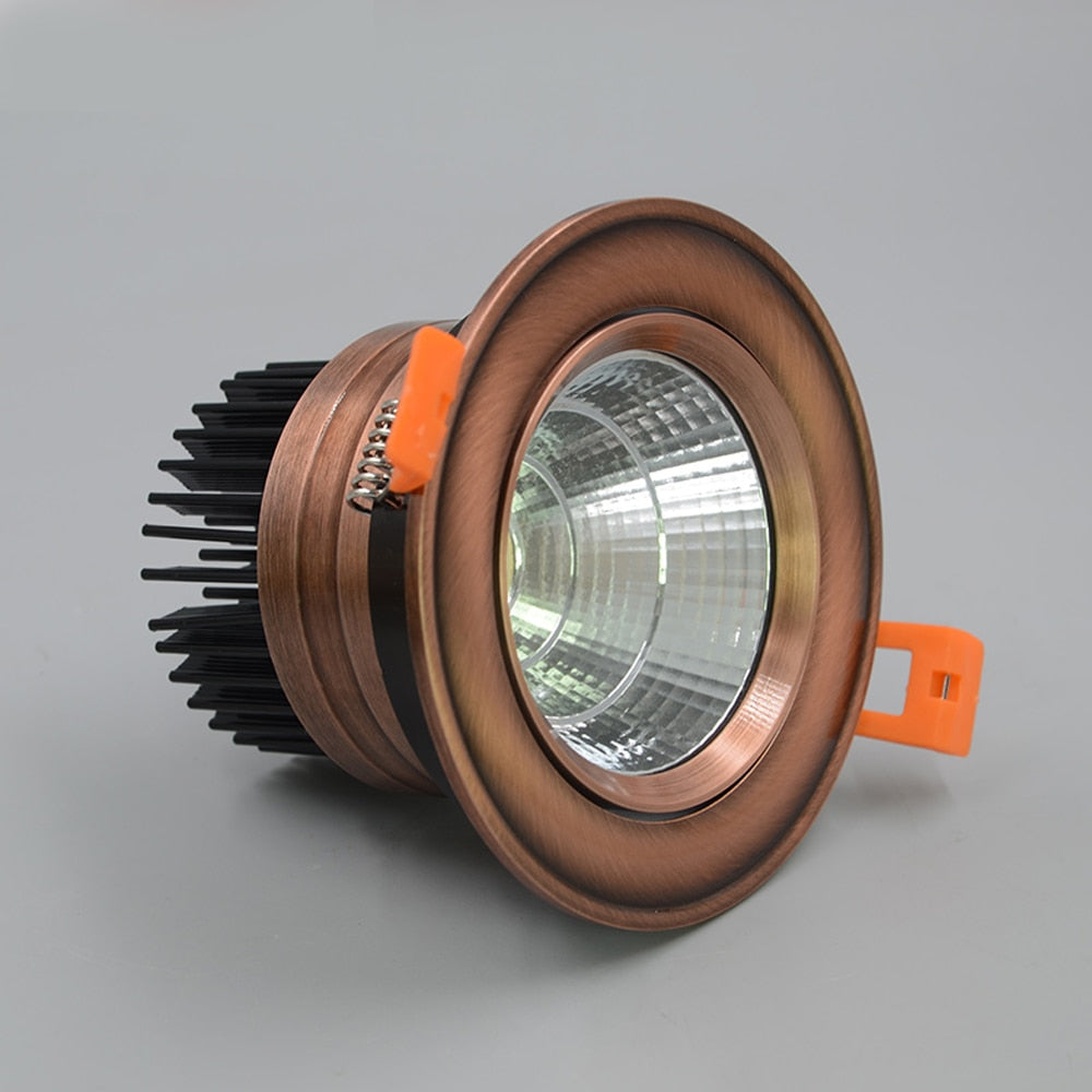 European style Bronze Red Copper Led dimmable COB 3W 5W 9W 15W LED recessed Downlight White/Pure White/Warm White Ceiling Lamp