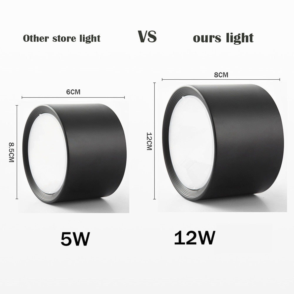 LED Surface Mounted Downlight Indoor Ceiling Lamp Black Aluminum Accent Spot Lighting Fixture for Living Room Corridor Kitchen