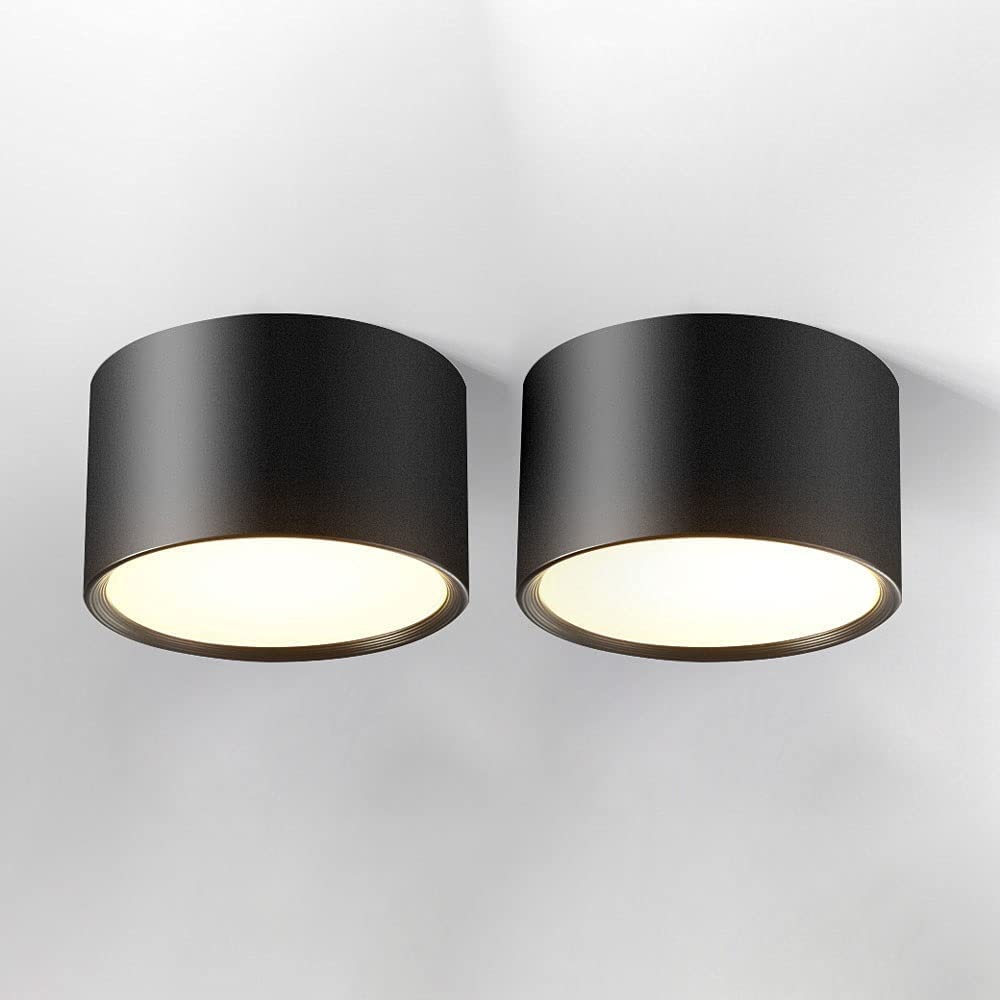 LED Surface Mounted Downlight Indoor Ceiling Lamp Black Aluminum Accent Spot Lighting Fixture for Living Room Corridor Kitchen