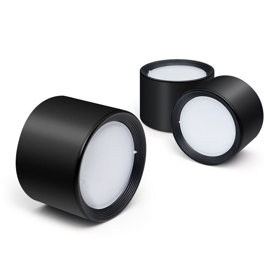 LED Surface Mounted Downlight Indoor Ceiling Lamp Black Aluminum Accent Spot Lighting Fixture for Living Room Corridor Kitchen