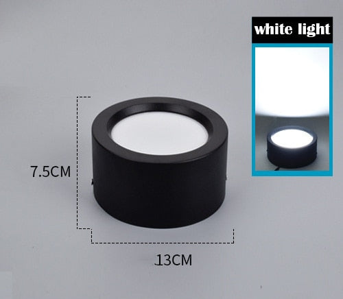 LED Surface Mounted Downlight Indoor Ceiling Lamp Black Aluminum Accent Spot Lighting Fixture for Living Room Corridor Kitchen