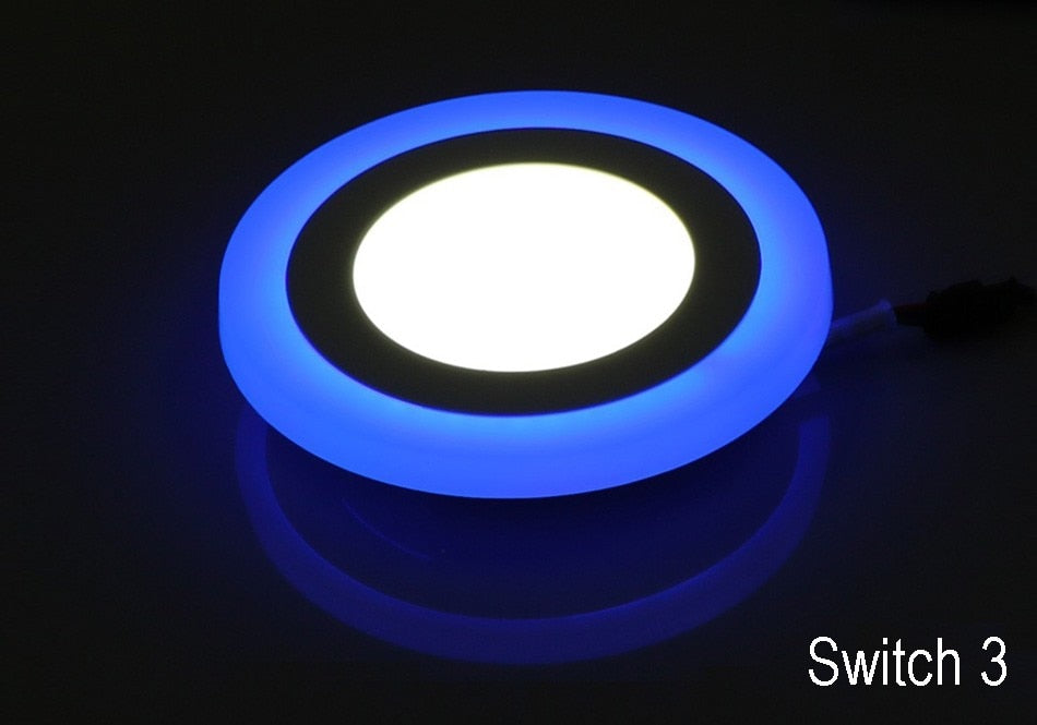 3 Model Round Square blue+white double color Led Panel Light 6w/9w/16w/24W AC85-265V Recessed LED Ceiling downlight down lights