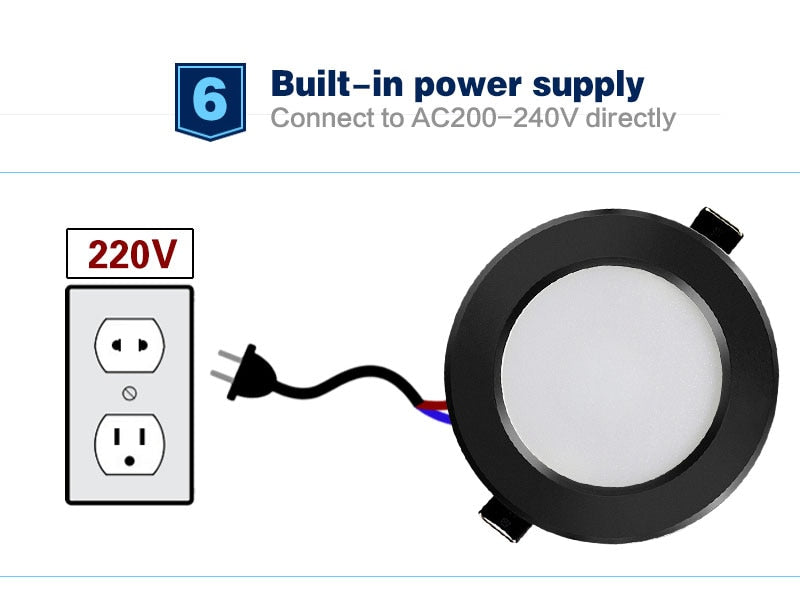 LED Downlight 220V 230V Waterproof Ceiling lamp 3w 5w 7w 9w Aluminum Recessed Downlight Round LED Panel Spotlight Indoor Lighting