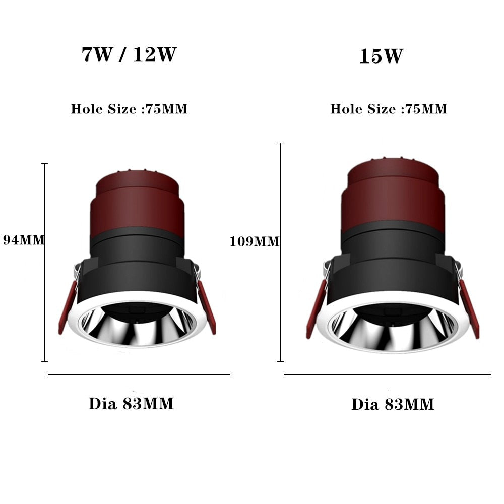 Munich Series Downlight Led Lamp Indoor Recessed Led Ceiling Light Spot Light For Bedroom Living Room Hall Corridor 7W 12W 15W