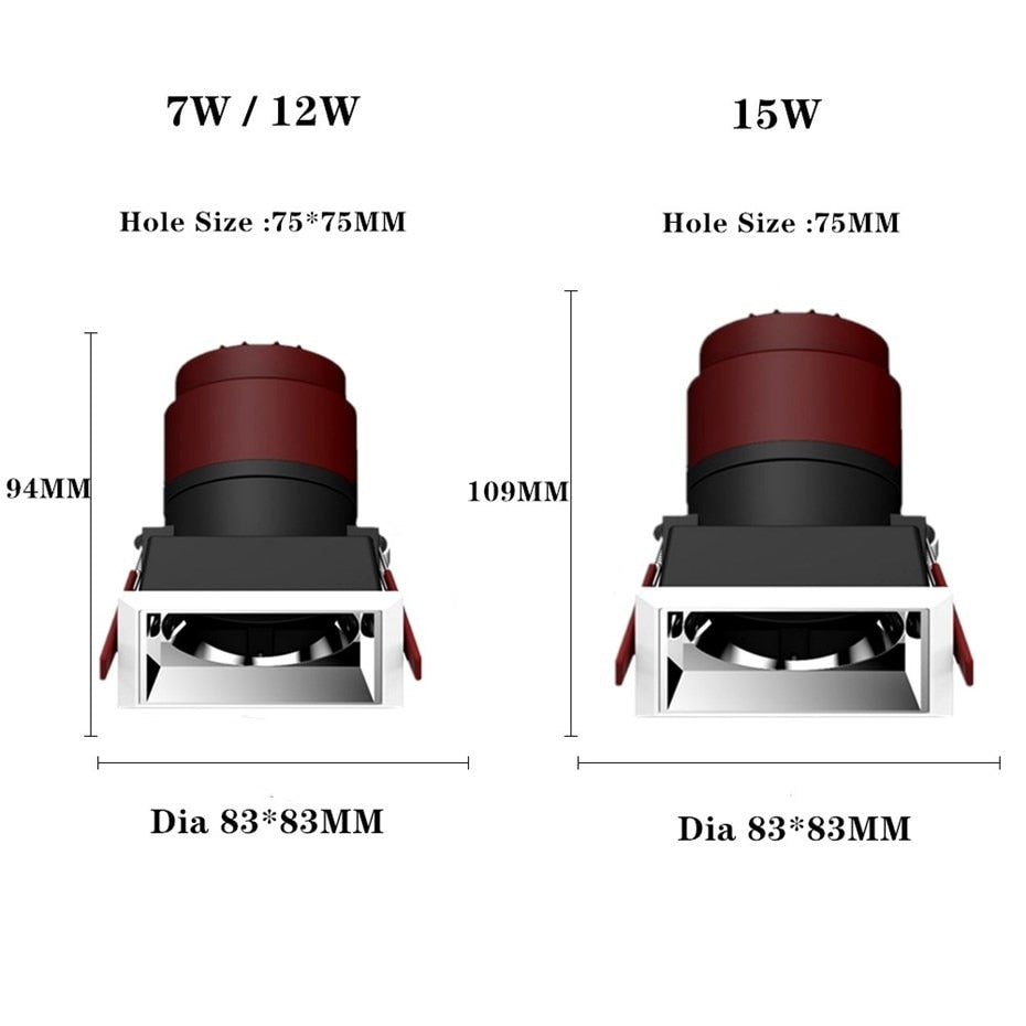 Munich Series Downlight Led Lamp Indoor Recessed Led Ceiling Light Spot Light For Bedroom Living Room Hall Corridor 7W 12W 15W