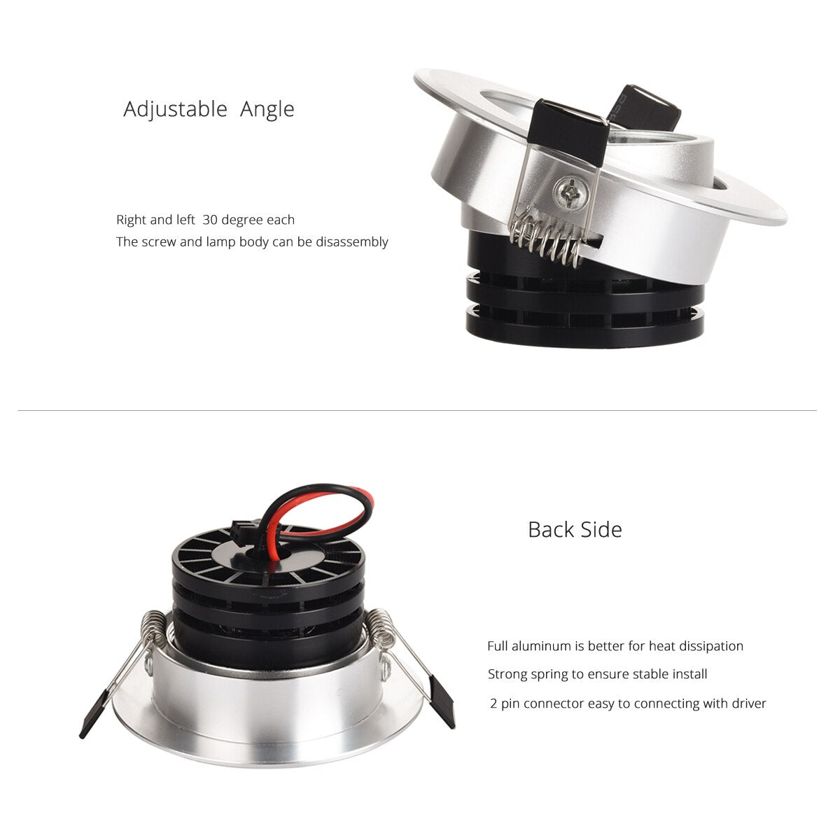 LED 2 pcs Spot Downlight 5W 7W 10W Silver Chrome Recessed lighting for home office hotel etc