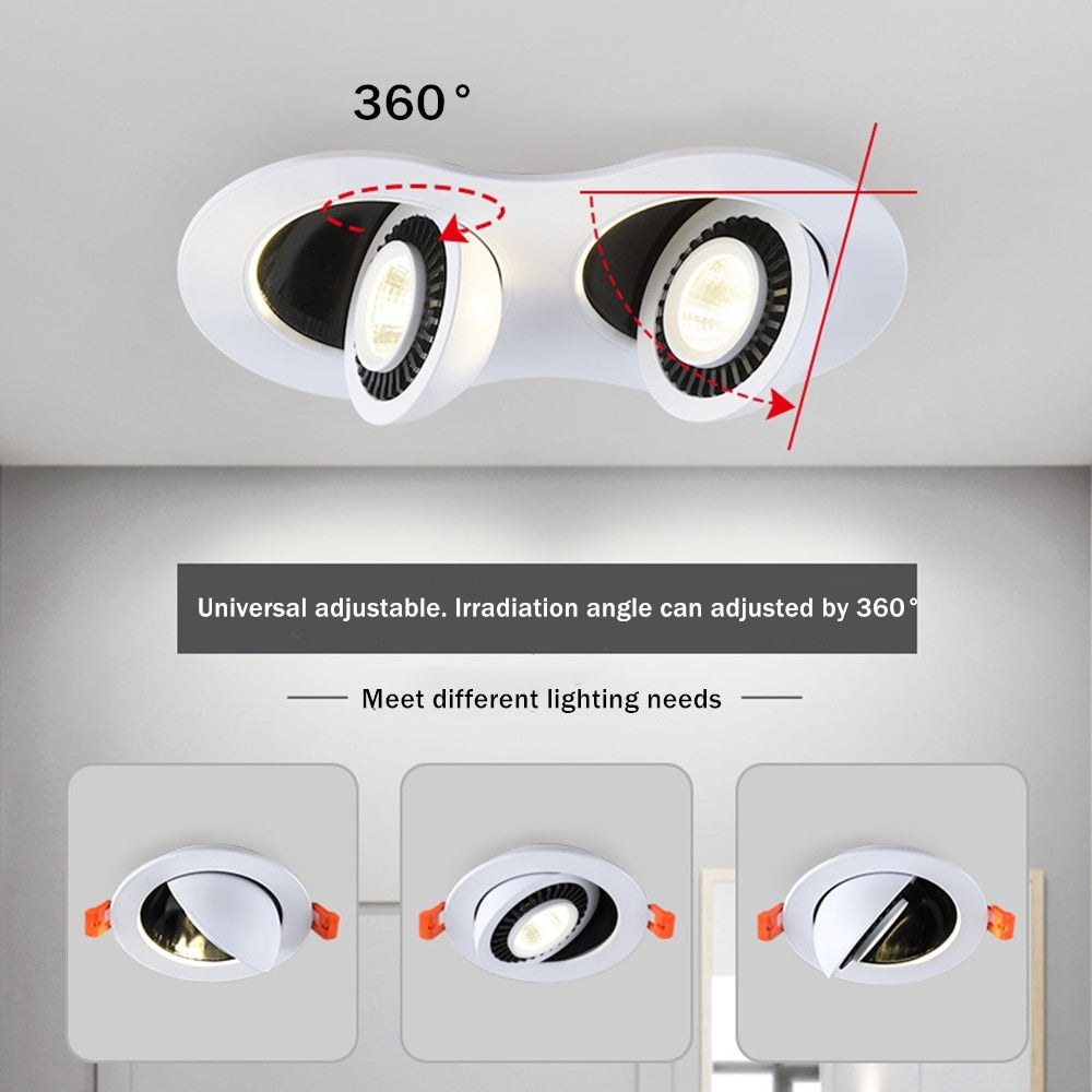 Led Downlight Recessed Ceiling Light Angle Adjustable Led Spot Light Indoor Ceiling Lighting Bedroom Living Room Kitchen Recessed 24W