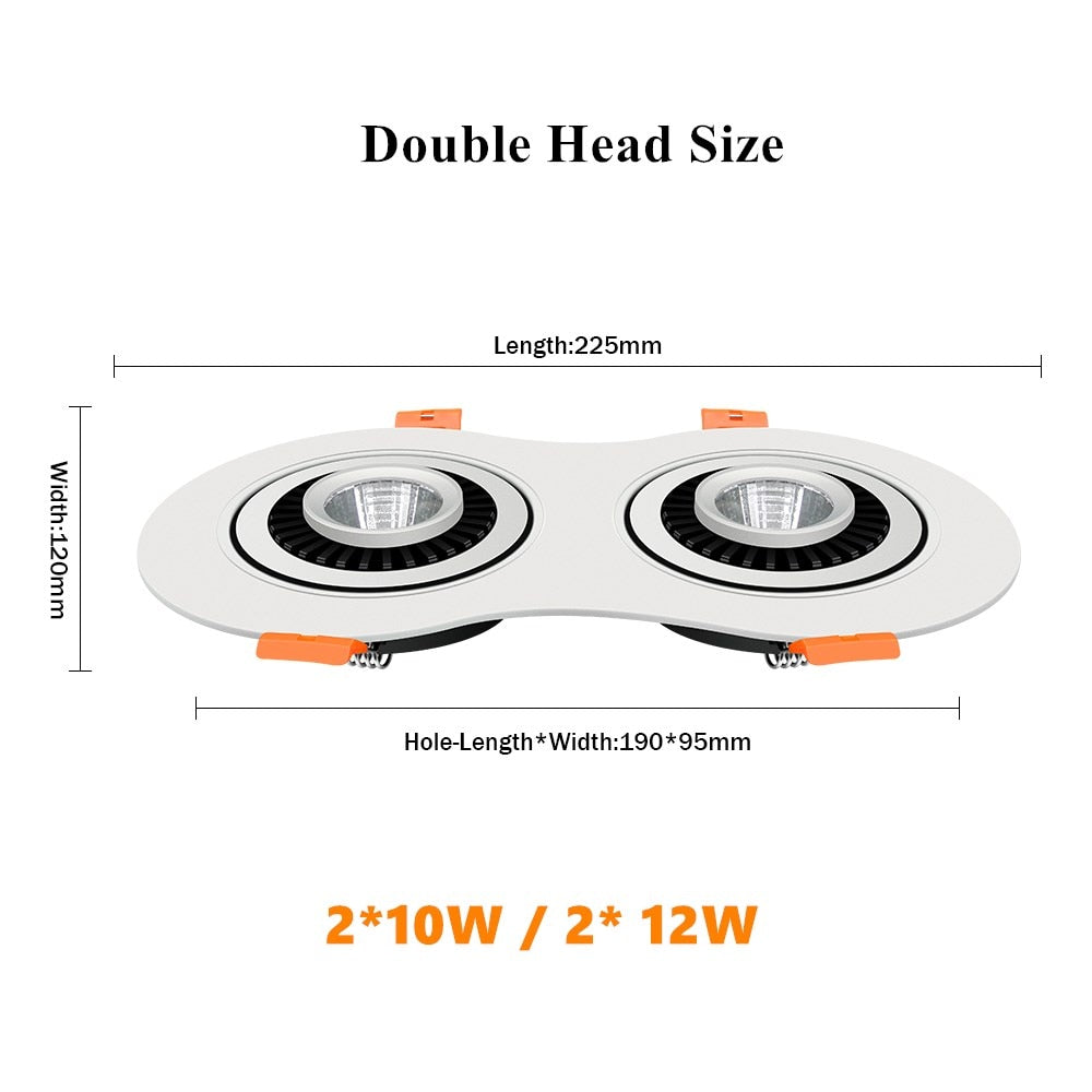 Led Downlight Recessed Ceiling Light Angle Adjustable Led Spot Light Indoor Ceiling Lighting Bedroom Living Room Kitchen Recessed 24W