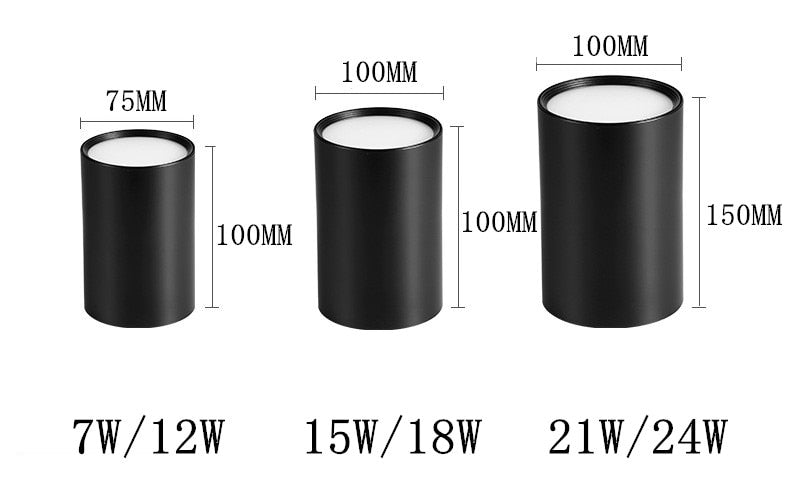 Dimmable Surface Mounted Downlight Ceiling Lamp 7W 12W 15W 18W 21W 24W LED COB Spot Light AC110/220V Ceiling Light