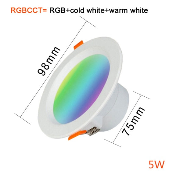 WiFi Smart LED Down light RGB CCT AC110-265V Ceiling Downlights 5W 7W 9W APP Remote Changing Color Home Lighting Decoration