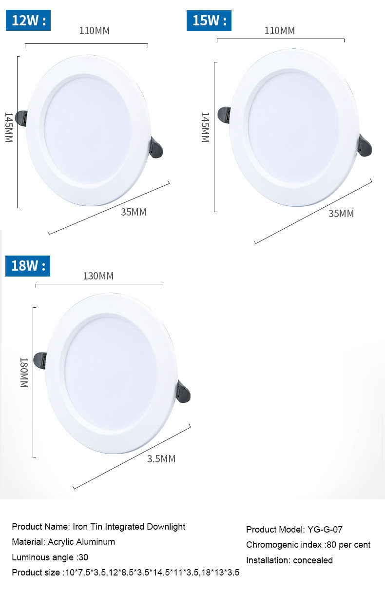 New LED Downlight 220V 230V 240V Round Recessed Lamp 3W 5W 7W 9W 12W 15w 18W Led Bulb Bedroom Kitchen Indoor LED Spot Lighting