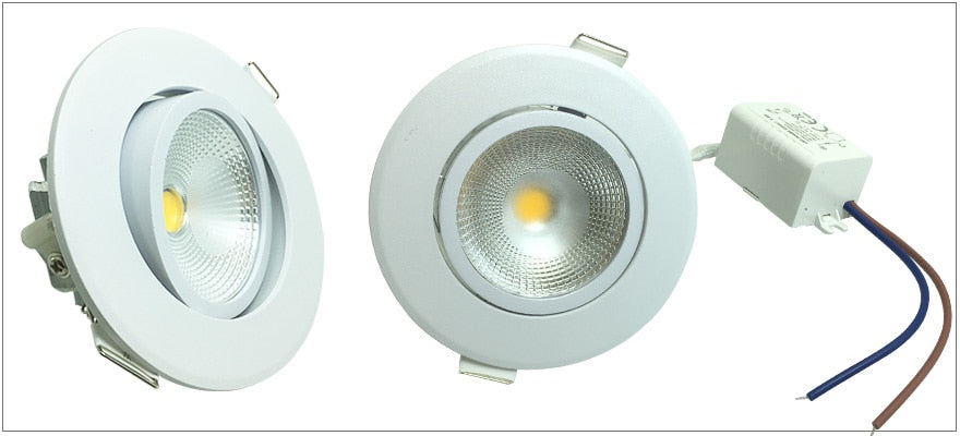 High Quality Round COB LED Spot Lamp 70mm Cutting Hole Recessed Led Downlight 5W 110V-230V Angle Adjustable for Office