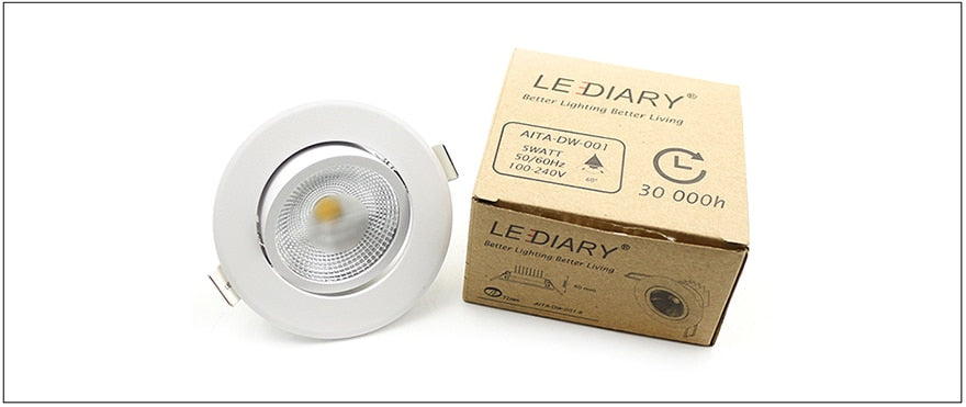 High Quality Round COB LED Spot Lamp 70mm Cutting Hole Recessed Led Downlight 5W 110V-230V Angle Adjustable for Office