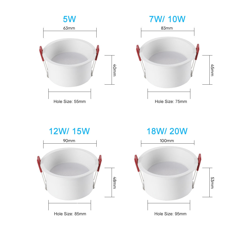 Dimmable Anti-Glare Recessed Downlight 3W 5W 7W 9W 12W 15W 18W Round AC220V Indoor Background LED Ceiling Spot Light