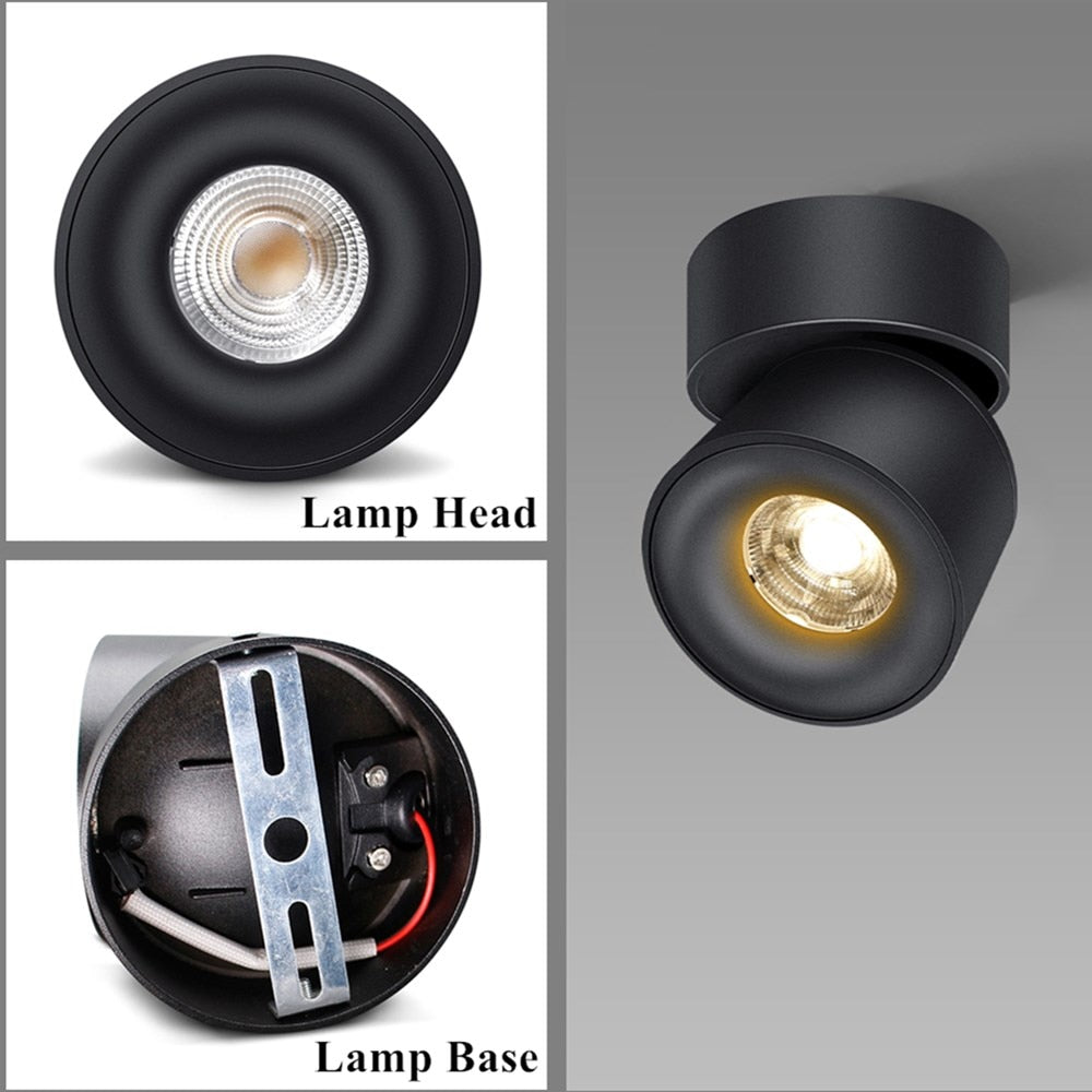 Led Surface Mounted Ceiling Downlight Round Curve Adjustable 90 degrees Nordic Spot light For Living Room Foyer Store AC90-265V