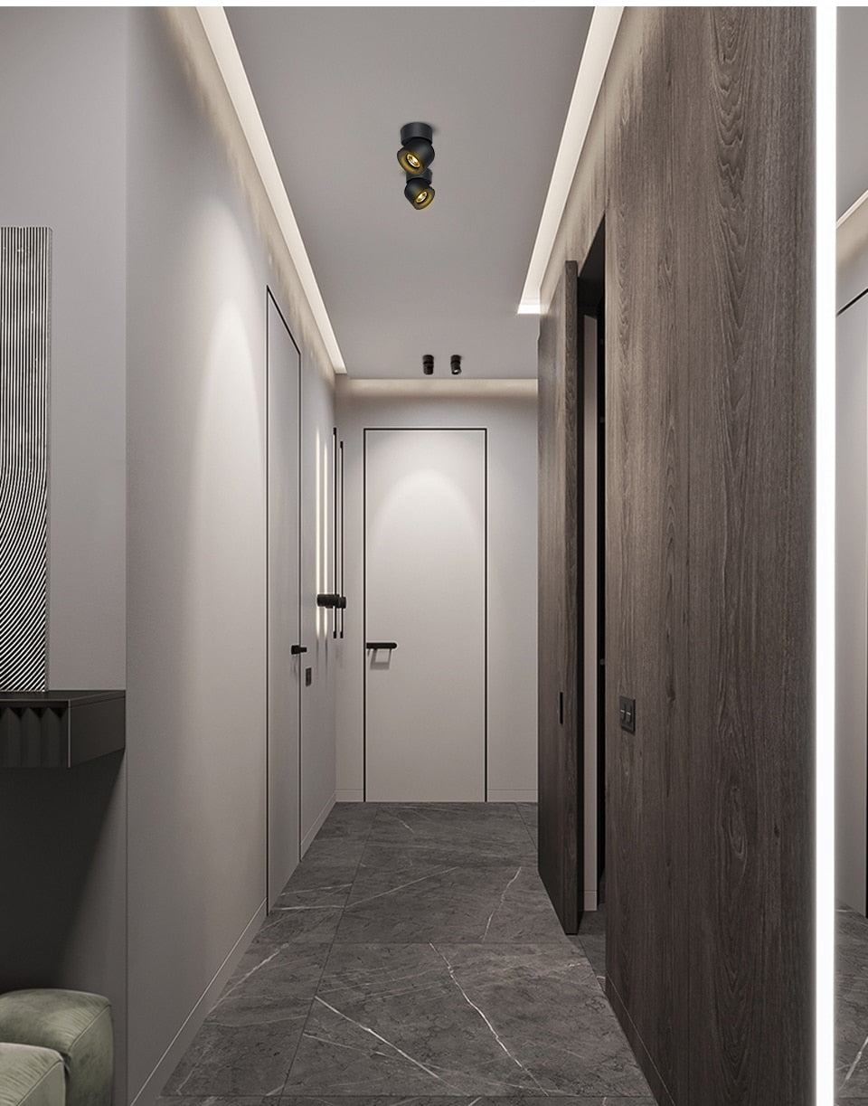 Led Surface Mounted Ceiling Downlight Round Curve Adjustable 90 degrees Nordic Spot light For Living Room Foyer Store AC90-265V