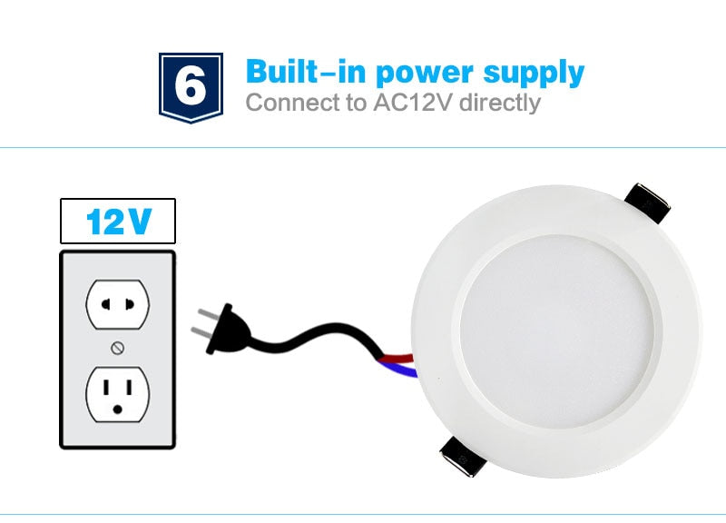 Led Downlight 5W 7W 9W 12W AC/DC 12V Ceiling lamp Recessed Cold Natural Warm white Indoor Lighting