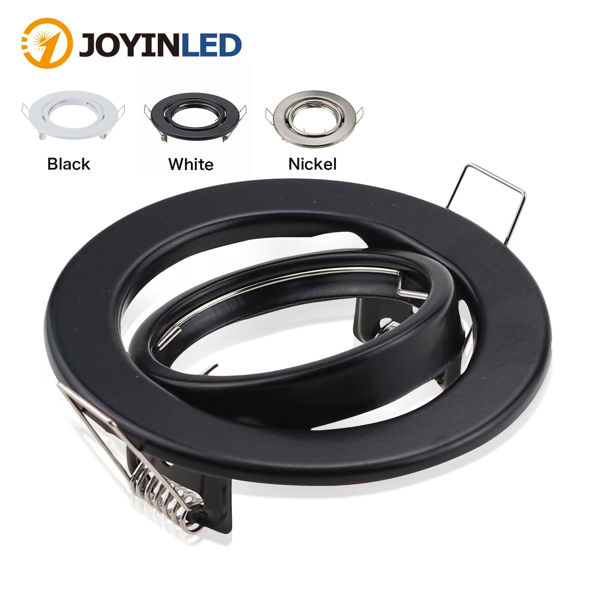 Black White Nickel Recessed LED Ceiling Light Fitting Round Adjustable Frame MR16 GU10 Bulb Fixture Downlight Holder Cutout 70mm