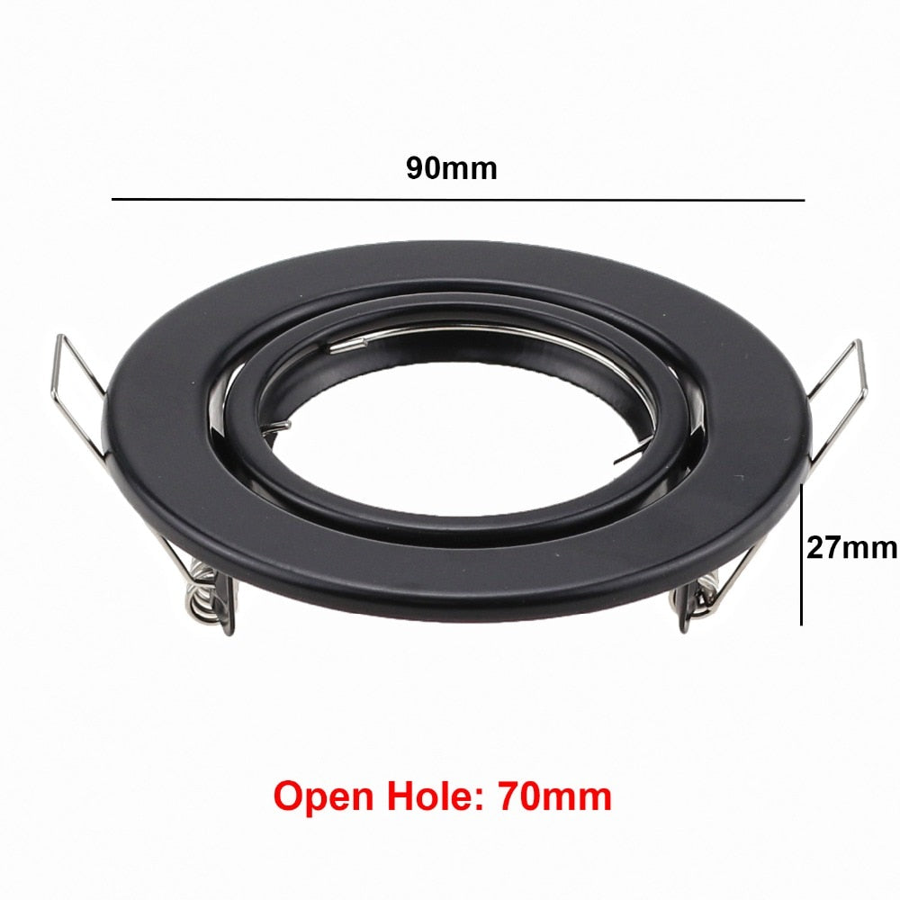 Black White Nickel Recessed LED Ceiling Light Fitting Round Adjustable Frame MR16 GU10 Bulb Fixture Downlight Holder Cutout 70mm
