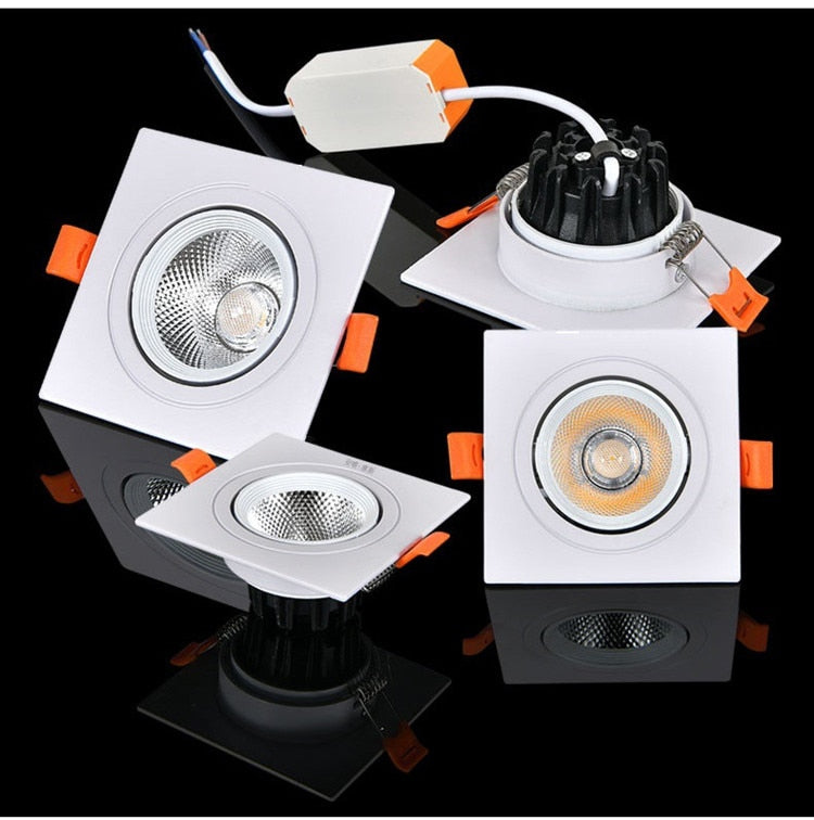 LED COB Downlight Dimmable Led Spotlight Ceiling Lamp 7W-18W Recessed 220V 110V Single DouBle Square Led Spot Light