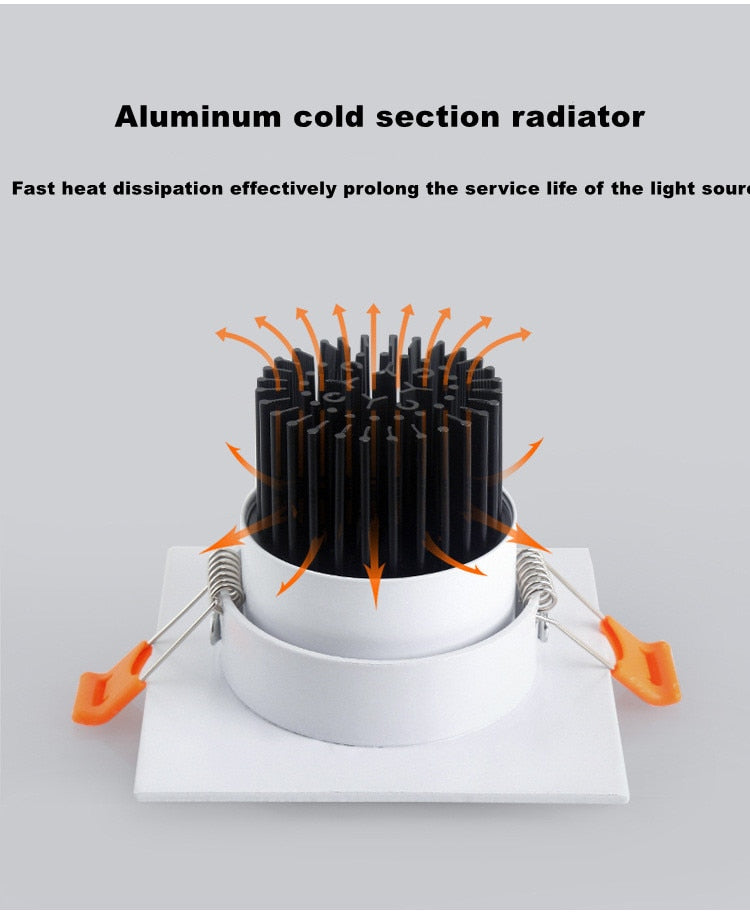 LED COB Downlight Dimmable Led Spotlight Ceiling Lamp 7W-18W Recessed 220V 110V Single DouBle Square Led Spot Light