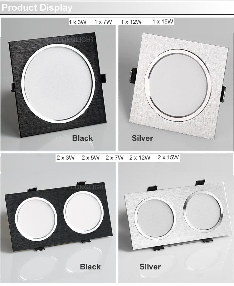 LED Downlight Dimmable Panel Led Light 110V 220V Led Spot 2x15W Grille Light 3000K 4000K 6000K